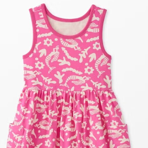 Hanna Anderson Sleeveless Print Pocket Dress, Merry Mermaids On Pink Flash, 2 - Picture 1 of 4